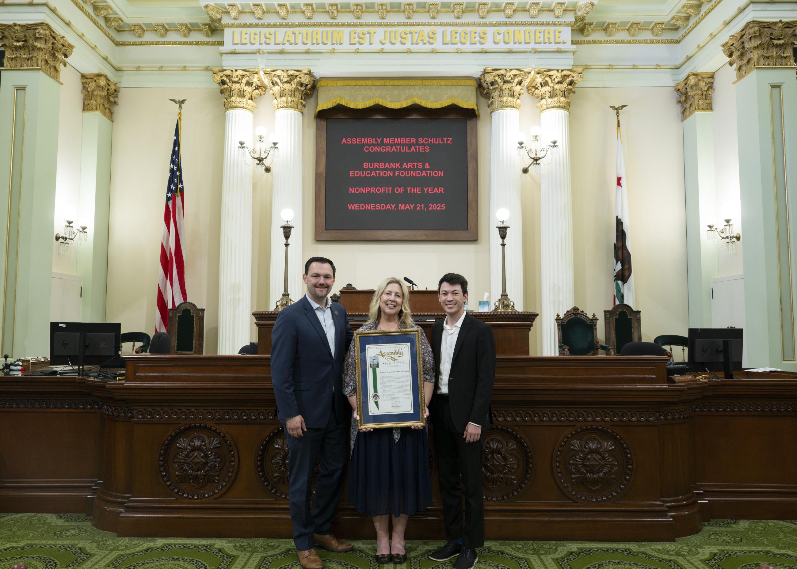 Assemblymember Nick Schultz Names Burbank Arts and Education Foundation the 2025 Nonprofit of the Year 