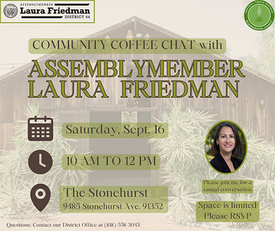 Please join me for a casual conversation at The Stonehurst. This is a great opportunity to discuss the legislation I am working on and share your ideas. Save the date for Saturday, September 16 at 10am. Space is limited – Please RSVP.