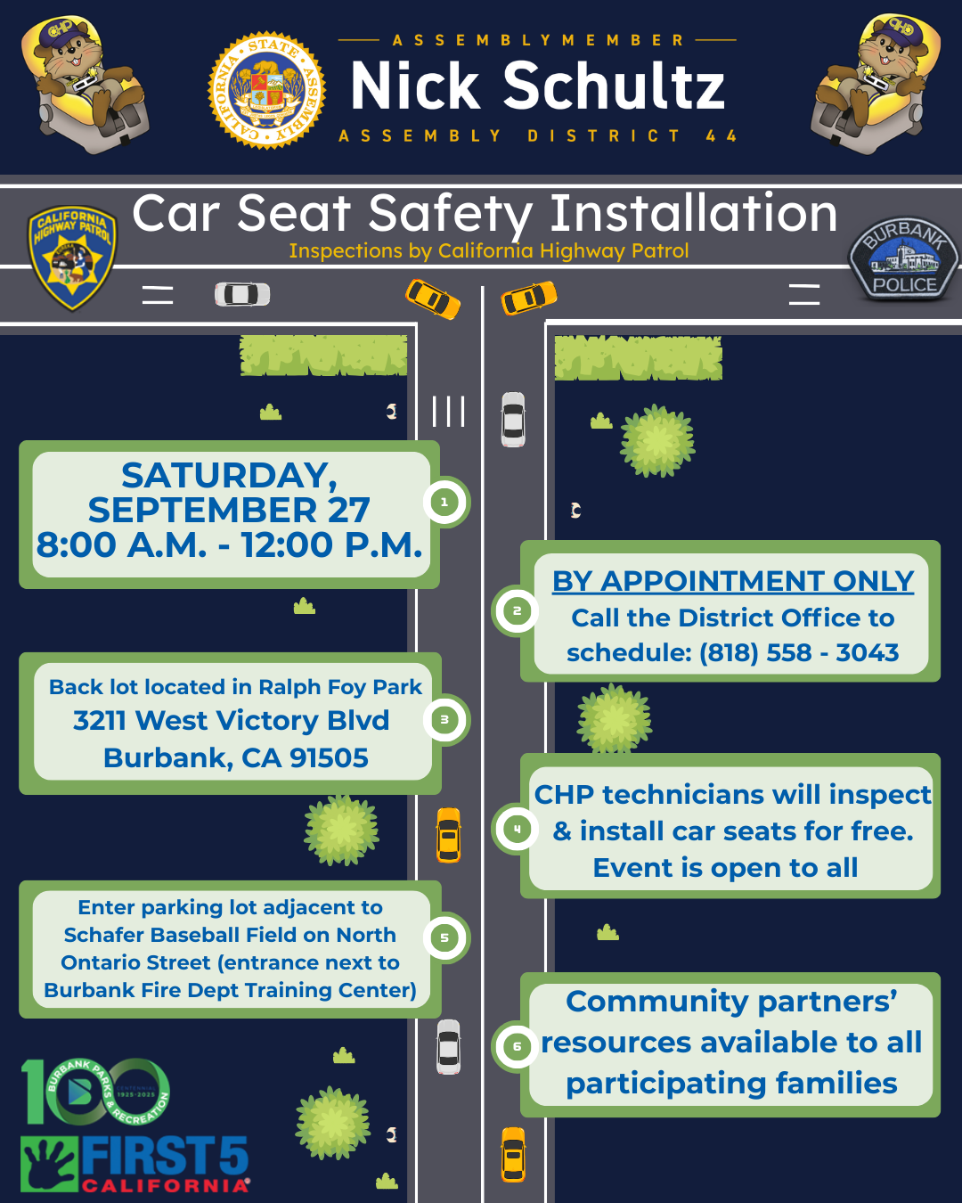 Asm. Schultz Car Seat Safety Installation Flyer Graphic