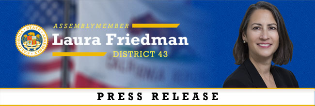 Header banner for press release. Photo of Assemblymember Friedman that says press release.