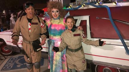 Ghost Busters characters and drag queen at Burbank Family Pride in the Park