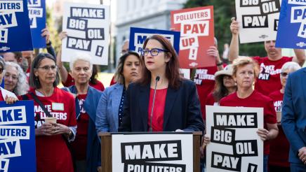 Assemblymember Friedman speaks at Make Polluters Pay rally