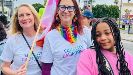 Assemblymember Friedman, her daughter, Rachel, and Pride attendee