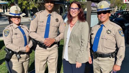 Assemblymember Laura Friedman with the CHP at the Montrose Memorial Day event