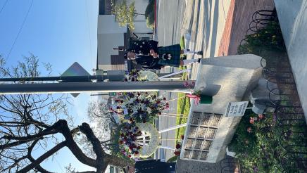 Bag pipers play at Montrose Memorial Day event