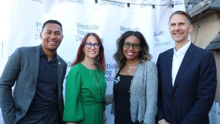 The Westside Young Democrats pose with Assemblymember Laura Friedman for a photo