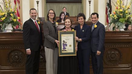 Janet Diel being honored on the Assembly Floor